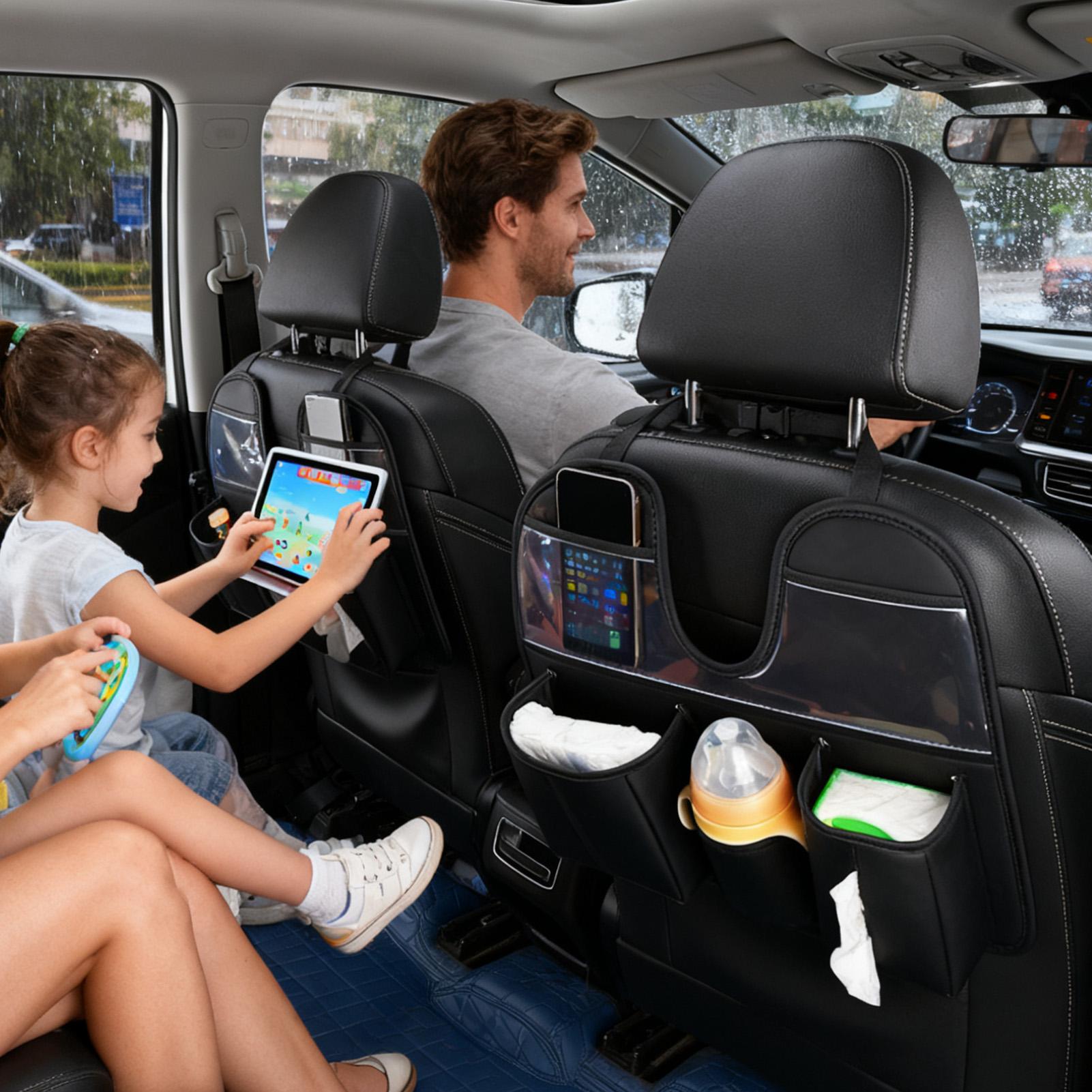 Kids Tablet With Accessories - ที่จัดระเบียบเบาะหลังรถยนต์พร้อมที่วางแก้วและแท็บเล็ต อุปกรณ์จัดเก็บของหลังเบาะรถยนต์ สำหรับรถ SUV รถบ้าน รถบรรทุก