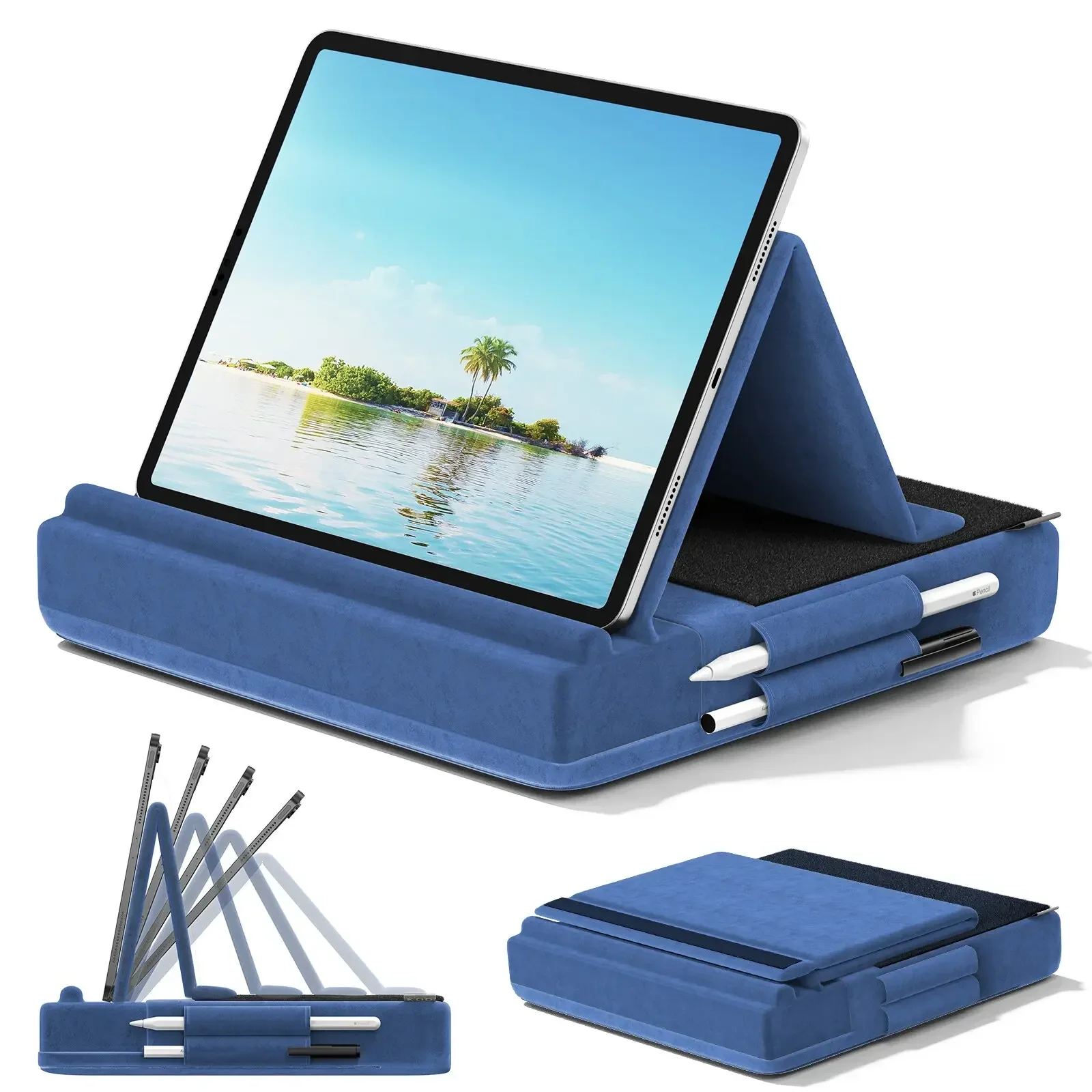 Tablet Lap Desk - อัพเกรดหมอนแท็บเล็ตขาตั้งมุมมองหลายมุมผู้ถือ Ipad สําหรับเตียงตักและโต๊ะพับ Soft Pad Dock