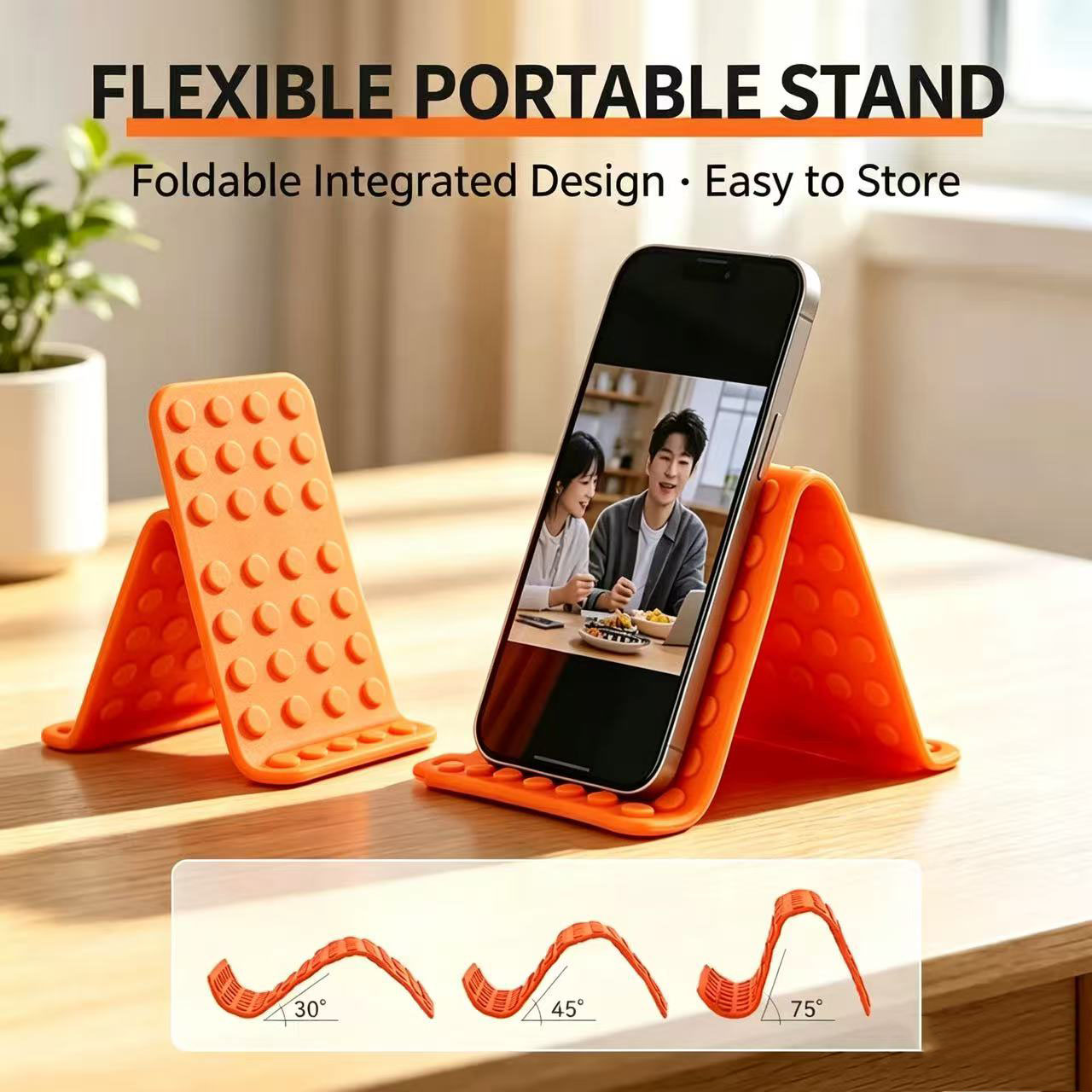 Tablet Stand Adjustable - ขาตั้งโทรศัพท์แบบพกพา ปรับมุมได้ วัสดุซิลิโคน สำหรับวางบนโต๊ะ ใช้ได้กับแท็บเล็ตและแล็ปท็อป ขาตั้งพับได้พร้อมตะขอ