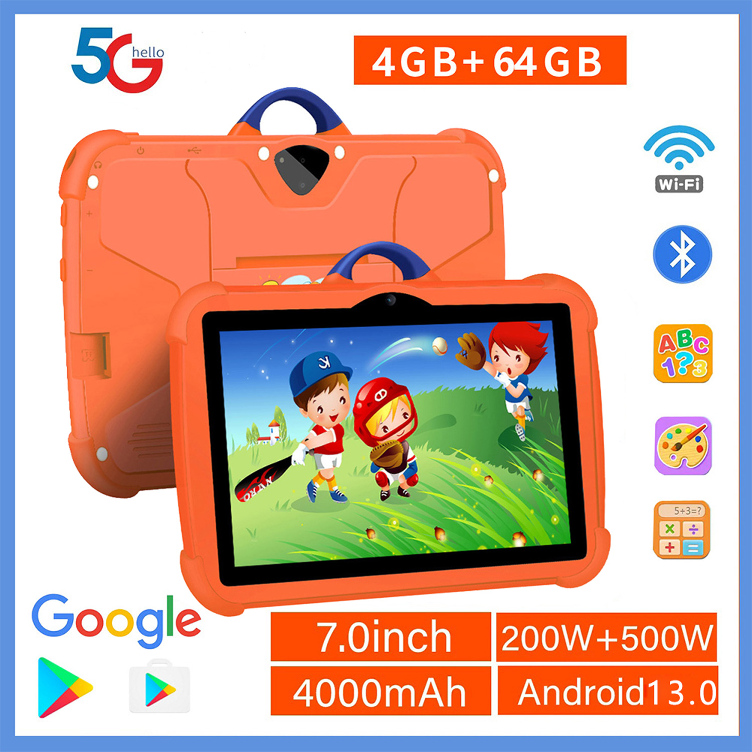 Kids Tablet With Accessories - ใหม่ 5G WiFi 7 นิ้วแท็บเล็ต Google