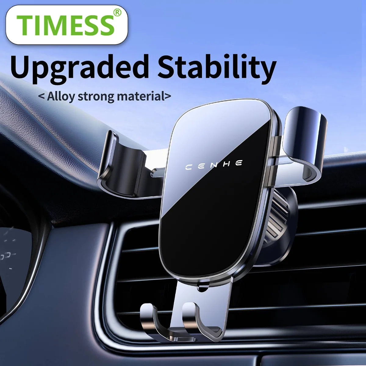 Car Accessories Tablet Holder - ที่ยึดโทรศัพท์ในรถยนต์ TIMESS รุ่นอัพเกรด พร้อมระบบล็อคอัตโนมัติ ใช้ได้กับโทรศัพท์ทุกรุ่น มีคลิปหนีบสำหรับช่องแอร์ในรถยนต์