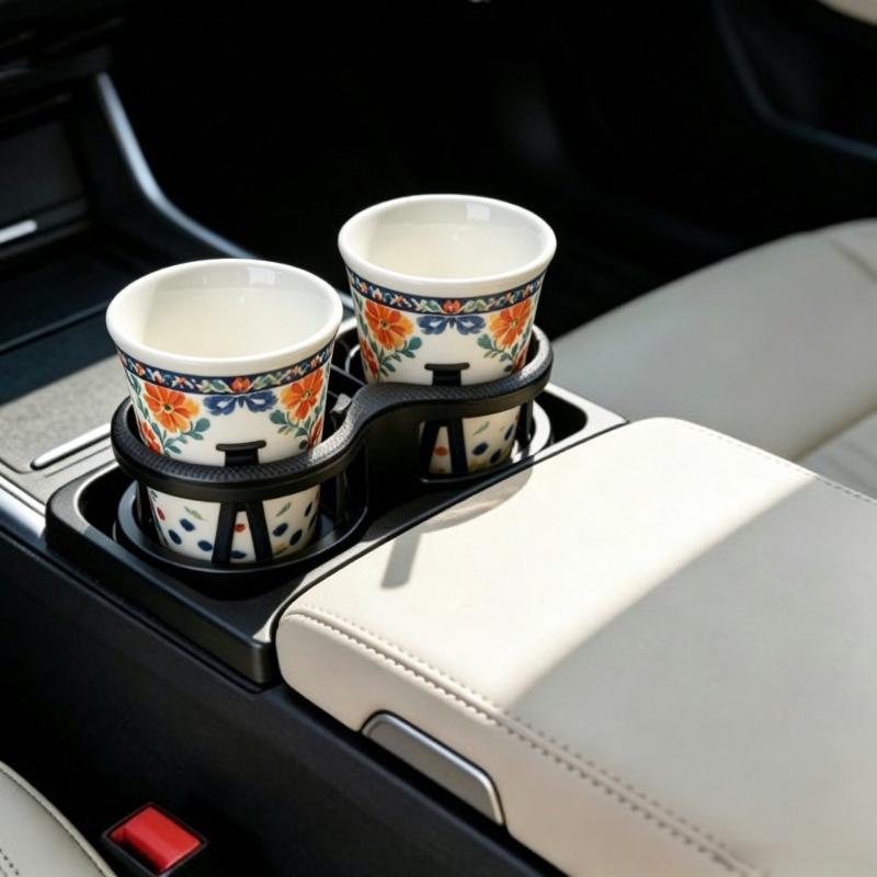 Tablet Accessories For Car - ที่วางแก้วในรถยนต์แบบขยายได้ 2-in-1 ที่วางแก้วคู่ ปรับได้ อุปกรณ์จัดระเบียบเครื่องดื่มในรถยนต์ อุปกรณ์ตกแต่งภายในรถยนต์