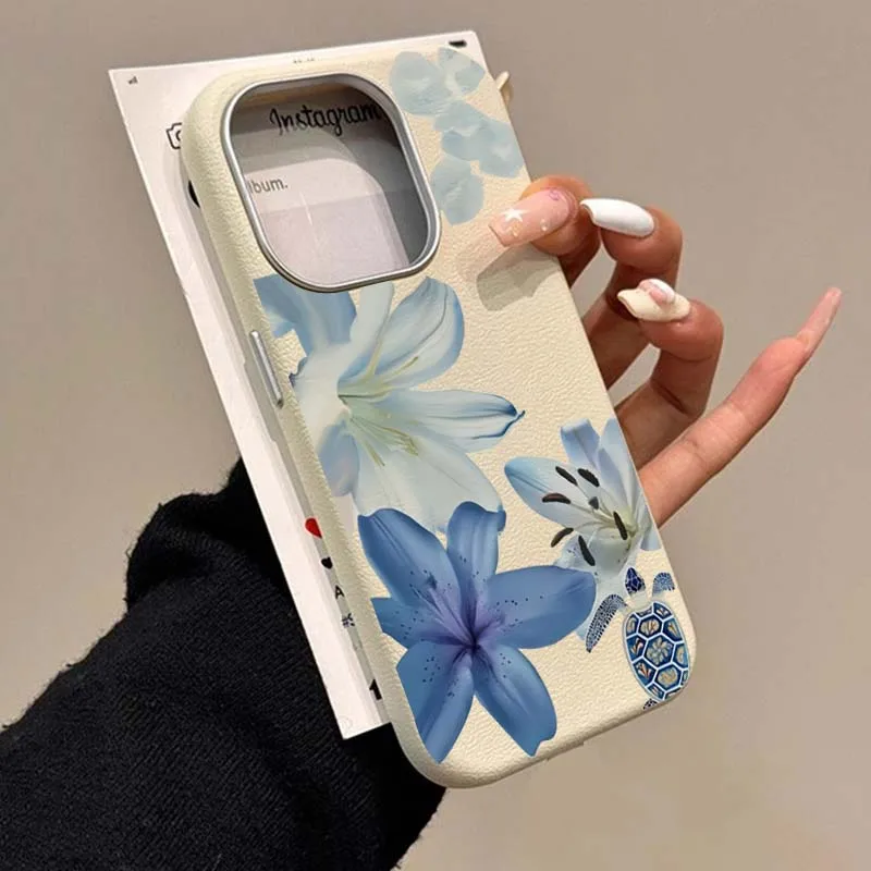 Xiaomi Redmi Note 13 - เคสโทรศัพท์ลายดอกลิลลี่สีน้ำเงินสุดหรู สำหรับ Redmi 11 12 13