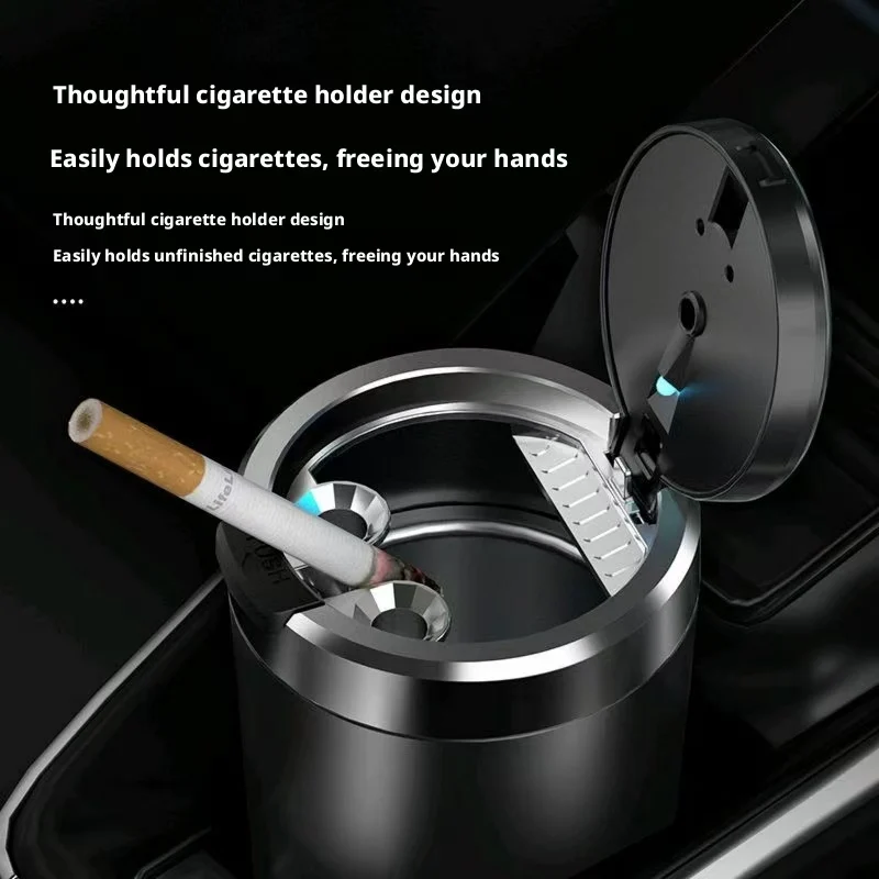 Tablet Accessories For Car - ที่เขี่ยบุหรี่ในรถยนต์แบบพกพา LED ส่องสว่าง ป้องกันควัน ใช้ได้กับรถยนต์ทุกประเภท ที่วางขยะในรถยนต์