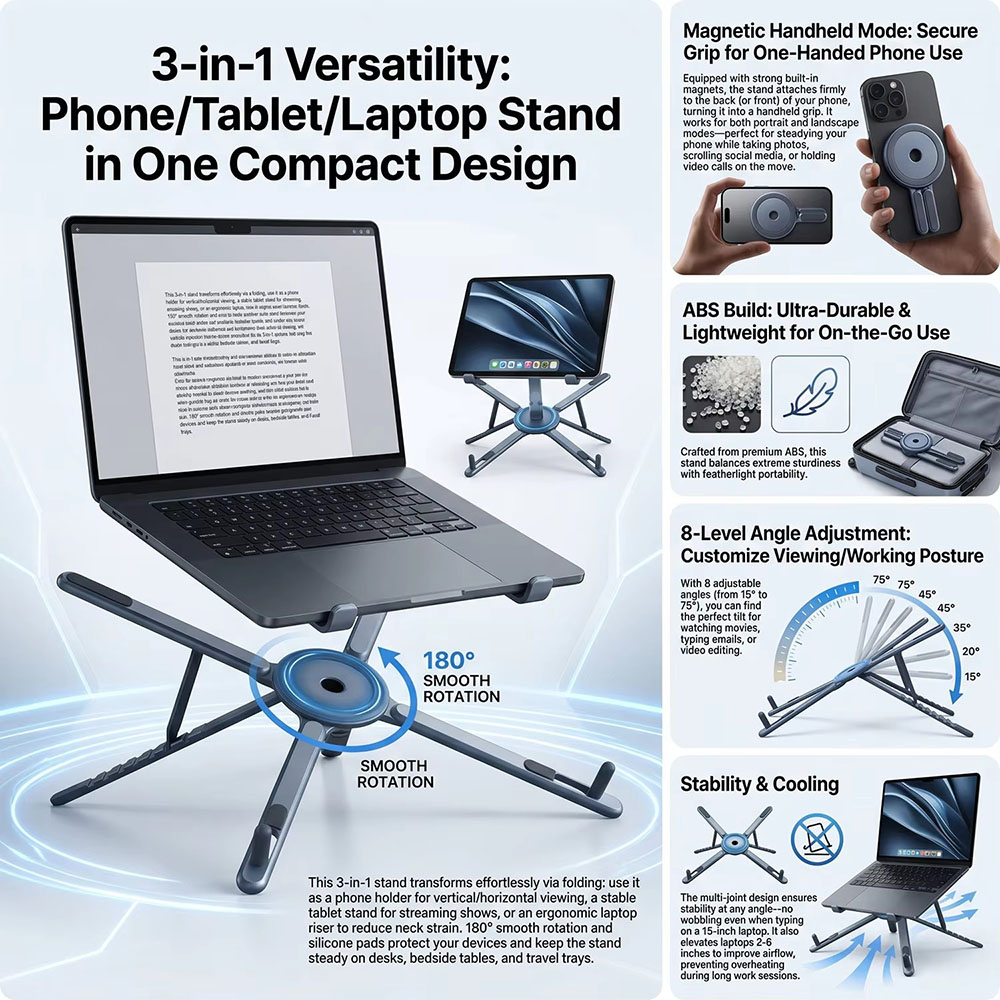 ที่วางโทรศัพท์แม่เหล็กแบบพกพาแ - Tablet Holder Accessories บทวิจารณ์และราคา